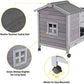 Aivituvin Wooden Rabbit Hutch with Removable Wire Floor Grid, Bunny Cage with Deeper Leakproof Tray 4 Wheels Include
