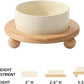 Ceramic Elevated Cat Food and Water Bowl, Kitty Bowl, Raised Cat Dish, Pet Feeder (5.1 in,1 x Beige + Stand)