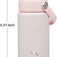 Insulated Water Bottle with Straw Lid,12 oz Stainless Steel Vacuum Metal Bottle with Silicone Handle,Pearl