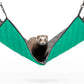 Paw Inspired Hanging Fleece Hammock for Ferrets, Rats, Chinchillas, Sugar Gliders, Cats, Small Pets | Hideout Toy for Guinea Pigs, Hamsters | Swivel Clips for Small Animal Cages (Gray/Green)