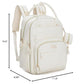 BabbleRoo Leather Diaper Bag Backpack - Baby Essentials Travel Baby Bag, Multi function, Waterproof, with Changing Pad, Stroller Straps & Pacifier Case – Unisex, Eggshell White