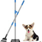 QiMH Upgraded Dog Pooper Scooper Extra Large, Adjustable Long Handle Stainless Metal Pet Poop Tray and Rake Set for Large Medium Small Dogs, Dog Waste Removal Bin Rake, Great for Grass, Street, Gravel