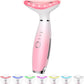 7 Color Galvanic Machines - Red Light Therapy for Face and Neck, Face Massager Tool for Wrinkles, Double Chin, Vibrating Facial Massager with Thermals, Pink