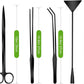 Quarium Aquascape Tools Kits, 4 in 1 Anti-Rust Aquatic Plant Aquascaping Tool Stainless Steel Black Tweezers Scissors Spatula for Aquarium Tank Clean Fish Tank Aquascape Tools Sets (black)