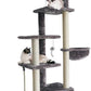Furhaven 100"-113" Tall Cat Tree for Indoor Cats w/ Adjustable Height, Ft. Sisal Scratching Posts, Condo, & Toys - Tiger Tough Skyscraper Interactive Playground Tower - Gray, One Size