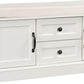 Storage Bench with 2 Drawers and 2 Cabinets, Pine Wood Shoe Bench with Removable Cushion for Living Room, Entryway 42.5" L x 15.9" W x 17.5" H (White)