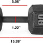 WF Athletic Supply Cast Iron Solid Hexagon Gray/Black Dumbbells, Strength Training Free Weights Set of 2 for Women and Men, Hand Weights Sold by Pairs, Multi-Select Size Options Available