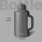 BOTTLE BOTTLE Insulated Water Bottle 64 oz with Straw and Dual-use Lid Stainless Steel Water Bottle for Men with Handle Vacuum Insulated Beer Growler for Workout Sports Soccer gray
