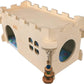 Castle Chinchilla House - Small Animal Hideout for Chinchilla Guinea Pig Hedgehog, or Rat - Ventilated Wooden Guinea Pig Hut Habitat with Multiple Doors (Large)