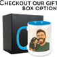 Personalized Coffee Mug, Custom Drawing Portrait Gift, Funny Customized Coffee Gift for Men & Women, Custom Mugs with Pictures, Light Blue 15oz Father's Day Mug