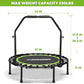ONETWOFIT Foldable Rebounder Trampoline for Adults, 40/42/45” Mini Fitness Trampoline W/Adjustable Foam Handle Bungees, Quiet Exercise Trampoline for Personal Indoor Workout