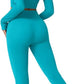 QINSEN Workout Sets for Women 2 Piece Seamless Long Sleeve Crop Tops Ribbed High Waist Leggings