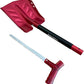 Emergency Snow Shovel with Saw - Converts from Dig to Chop/Hoe Mode Portable for Snowmobiles, Skiing, Backcountry, Avalanche Rescue Winter Survival Gear Car, Camping T6 Aluminum, Red