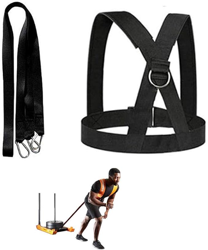 Sled Harness, Weight Speed Tire Pulling Workout Resistance and Assistance Trainer Physical Training Rope Football Exercise Equipment for Outdoor Indoor Men and Women