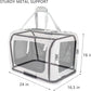 Extra Extra Large Cat Carrier Soft Sided, Portable Small Dog Carrier for 2 Cats, 24"x16.5"x16" Car Travel Folding Comfortable Design with Litter Box and Bowls, Grey+ Litter Box+ Bowl*2