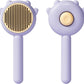 Cat & Dog Grooming Brush (Purple) - Stainless Steel Tooth Comb, Rubber Massage Needles, Self-Cleaning, Suitable for Kittens to Long-Haired Cats & Dogs