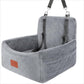 Dog Car Seat for Small Dogs Under 30lbs,Comfy & Safe Travel Bed with Washable Cover,2 Clip-On Safety Leashes and Pockets,Anti-Slip Base,Easy to Install(Grey)