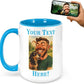 Personalized Coffee Mug, Custom Photo Caricature Gift, Funny Customized Coffee Gift for Men & Women, Custom Mugs with Pictures, Light Blue 15oz Customized Ceramic Tea Cup