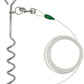 Petest 16 Inch Spiral Stake with 15ft Reflective Tie-Out Cable for Medium Dogs Up to 60 Pounds DarkGreen & Silver