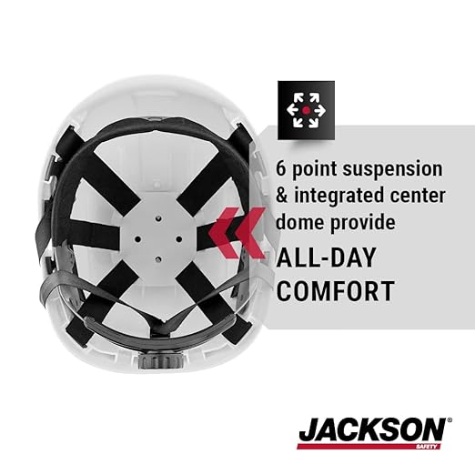 Jackson Safety CH300 Climbing-Style Hard Hat - Non-Vented Construction Helmet with Chin Cup - ANSI Z89.1 & OSHA Compliant - (Multiple Colors)