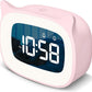 Kids Alarm Clock with Night Light & 18 Ringtones,Rechargeable,Cute Cat Ear Clock for Boys Girls Birthday Presents,Digital Clock for Children's Bedroom(Pink)