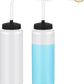 Domensi 2 Pack 1 Liter Sports Water Bottle with Long Straw Hockey Lacrosse 34 Oz Water Bottle Easy Squeeze Plastic Use with Sport Helmet in Football Baseball(Translucent,No Printed)