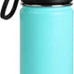 DRINCO Stainless Steel Water Bottle Spout Lid Vacuum Insulated Double Wall Water Bottle Wide Mouth (40oz 32oz 22oz 18oz 14oz) Leak Proof Keeps Cold or Hot (14 oz, 14oz Teal)