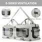 Extra Large Cat Carrier Soft Sided, Portable Small Dog Carrier for 2 Cats, 24"x16.5"x16" Car Travel Folding Comfortable Design with Litter Box and Bowls, Grey-2+ Litter Box+ Bowl*2