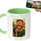 Personalized Coffee Mug, Custom Photo Caricature Gift, Funny Customized Coffee Gift for Men & Women, Custom Mugs with Pictures, Light Green 11oz Customized Ceramic Tea Cup