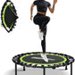 ONETWOFIT Foldable Rebounder Trampoline for Adults, 40/42/45” Mini Fitness Trampoline W/Adjustable Foam Handle Bungees, Quiet Exercise Trampoline for Personal Indoor Workout