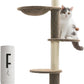 Made4Pets Floor to Ceiling Cat Tree 93-106'',Tall Cat Tower 5 Tiers, Adjustable Height, Stable Cat Tree Tower with Scratching Posts, Fluffy Condo, Hammock and Ball Toy for Indoor Cats/Kitten, Brown
