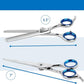 Laazar Pet Grooming Set - 7" Straight Pet Grooming Scissors & 6.5" Pet Thinning Shears with 42 Teeth | Professional Dog Scissors Kit | Use as Cat and Dog Shears
