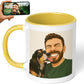 Personalized Coffee Mug, Custom Drawing Portrait Gift, Funny Customized Coffee Gift for Men & Women, Custom Mugs with Pictures, Yellow 11oz Customized Ceramic Tea Cup