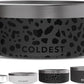 Coldest Dog Bowl - Anti Rust Metal, Non Slip, 3 Layers Insulated Stainless Steel Dog Bowls - Spill Proof & Heavy Duty - Water Bowl for Dogs, Cats & Pets, Dish Washer Safe (64 oz, Black Leopard)