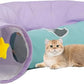 Cat Tunnel, Large Indoor Durable Collapsible Interactive Cat Tube with Peek-A-Boo Hole, Hanging Toys, and Crinkly Paper Lining - Cute Tunnel for Cats, Kittens, Puppies & Rabbits, Purple