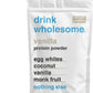 drink wholesome Vanilla Egg White Protein Powder | for Sensitive Stomachs | Gut Friendly | Additive & Dairy Free | No Artificial Sweeteners | No Bloating, Farts or Gas | No Constipation or Diarrhea