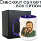 Personalized Coffee Mug, Custom Drawing Portrait Gift, Funny Customized Coffee Gift for Men & Women, Custom Mugs with Pictures, Navy 15oz Father's Day Mug