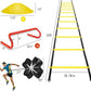 Speed & Agility Ladder Training Equipment Set, Includes 12 Rung 20ft Agility Ladder, 4 Agility Hurdles,12 Disc Cones, 1 Resistance Parachute for Training Football Soccer Basketball Athletes