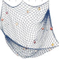 Nature Fish Net Wall Decoration with Shells, Ocean Themed Wall Hangings Fishing Net Party Decor for Pirate Party,Wedding,Photographing Decoration (Fishnet-2pack-Beige & Blue)