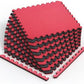 Norsk Reversible Gym Exercise Mats 3/4" Thick EVA Interlocking Foam Tiles, Perfect Home Gym Flooring, 28 Tiles & 56 Trim Pieces, 112 Sq. Ft. Reversible, Red/Black