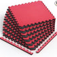 Norsk Reversible Gym Exercise Mats 3/4" Thick EVA Interlocking Foam Tiles, Perfect Home Gym Flooring, 20 Tiles & 40 Trim Pieces, 80 Sq. Ft. Reversible, Red/Black