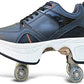 Double-Row Deform Wheel Automatic Walking Shoes Invisible Deformation Roller Skate 2 in 1 Removable Pulley Skates Skating Parkour