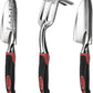 ESOW Garden Tool Set with Non-Slip Rubber Handle, 3 Piece Cast-Aluminum Heavy Duty Gardening Kit Includes Hand Trowel, Transplant Trowel and Cultivator Hand Rake, Red