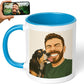 Personalized Coffee Mug, Custom Drawing Portrait Gift, Funny Customized Coffee Gift for Men & Women, Custom Mugs with Pictures, Light Blue 11oz Father's Day Mug