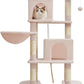 TaoqimiaoCat Tree Cat Tower for Indoor Cats, Plush Multi-Level Cat Condo with 12 Scratching Posts, 2 Perches, 2 Caves, Hammock, 2 Pompoms Jelly Pink