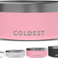 Coldest Dog Bowl - Anti Rust Metal, Non Slip, 3 Layers Insulated Stainless Steel Dog Bowls - Spill Proof & Heavy Duty - Water Bowl for Dogs, Cats & Pets, Dish Washer Safe (64 oz,Cotton Candy Pink)