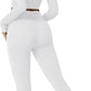 QINSEN Workout Sets for Women 2 Piece Seamless Long Sleeve Crop Tops Ribbed High Waist Leggings