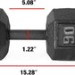 WF Athletic Supply Cast Iron Solid Hexagon Gray/Black Dumbbells, Strength Training Free Weights Set of 2 for Women and Men, Hand Weights Sold by Pairs, Multi-Select Size Options Available