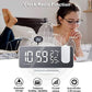Projection Digital Alarm Clock for Bedrooms, Clock Radio on Ceiling, USB Charger Port, Temperature & Humidity Display, 7.3” Large Mirror LED Display,12/24H,Snooze,Dual Loud Alarm Clock- 4 Dimmer