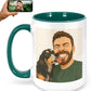 Personalized Coffee Mug, Custom Drawing Portrait Gift, Funny Customized Coffee Gift for Men & Women, Custom Mugs with Pictures, Green 15oz Customized Ceramic Tea Cup